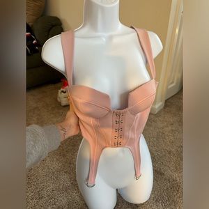 Pink Corset top with Zipup Back Small